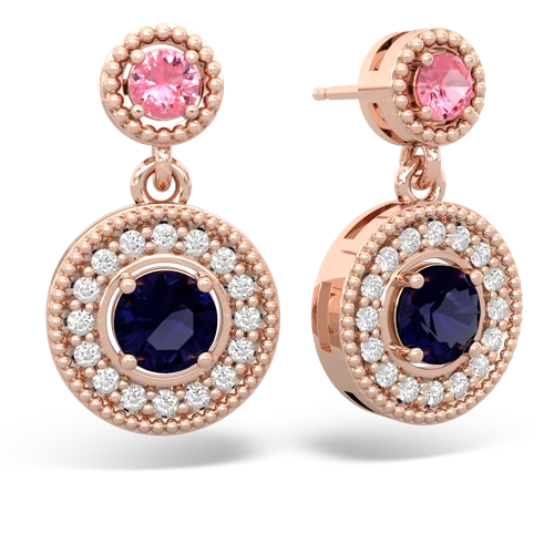 pink sapphire-sapphire halo earrings