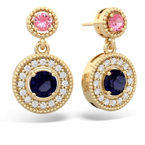 pink sapphire-sapphire halo earrings