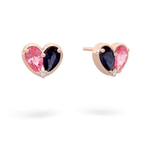 pink sapphire-sapphire one heart earrings