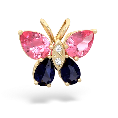 pink sapphire-sapphire butterfly pendant