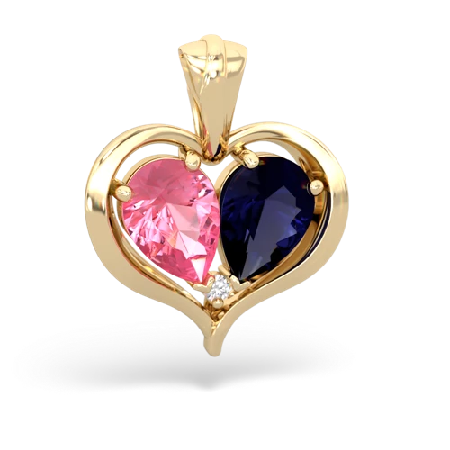 pink sapphire-sapphire half heart whole pendant