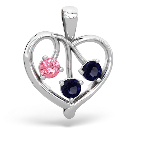 pink sapphire-sapphire love heart pendant