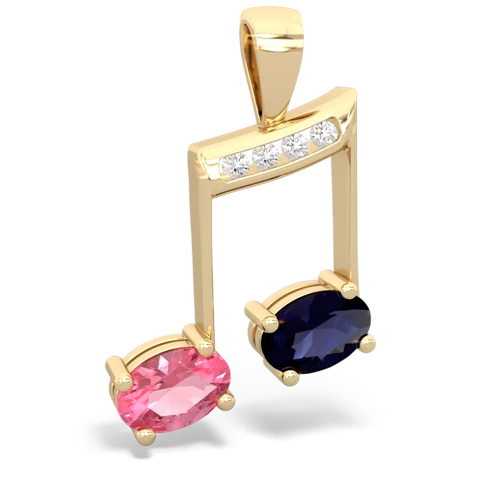 pink sapphire-sapphire music notes pendant