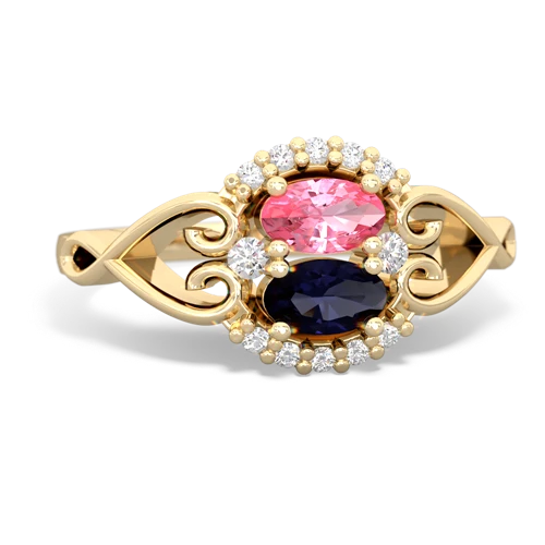pink sapphire-sapphire antique keepsake ring