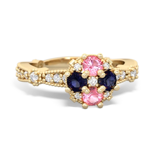 pink sapphire-sapphire art deco engagement ring