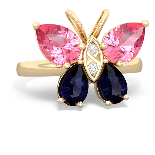 pink sapphire-sapphire butterfly ring