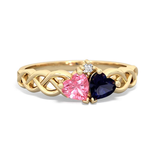 pink sapphire-sapphire celtic braid ring