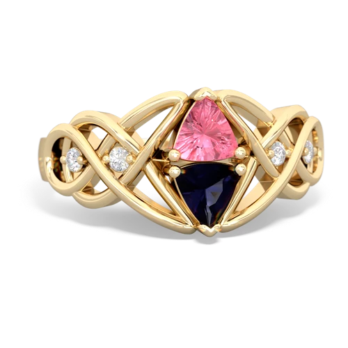 pink sapphire-sapphire celtic knot ring