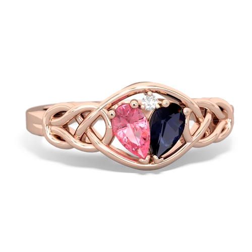 pink sapphire-sapphire celtic knot ring