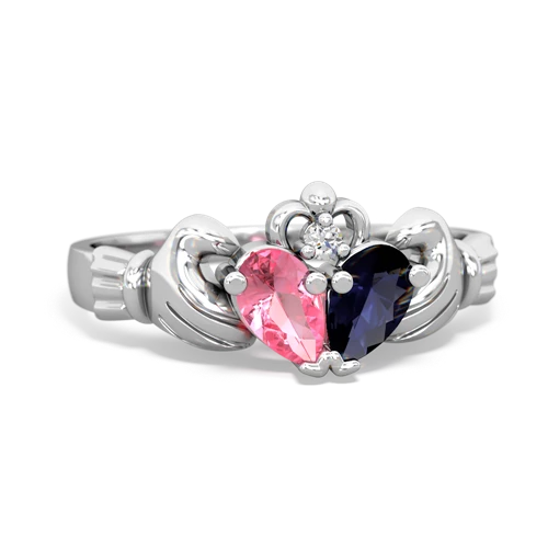 pink sapphire-sapphire claddagh ring