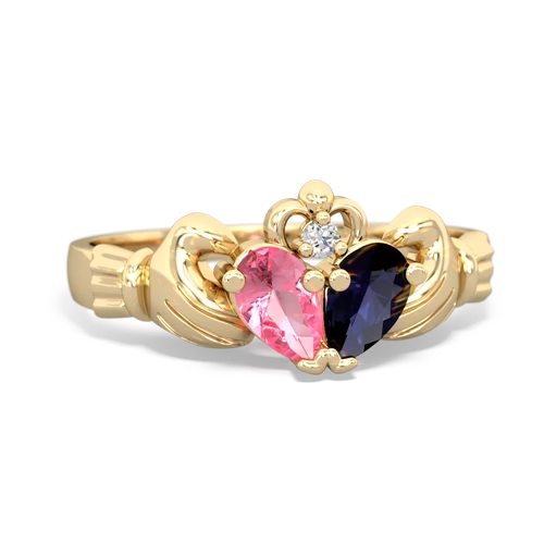 pink sapphire-sapphire claddagh ring