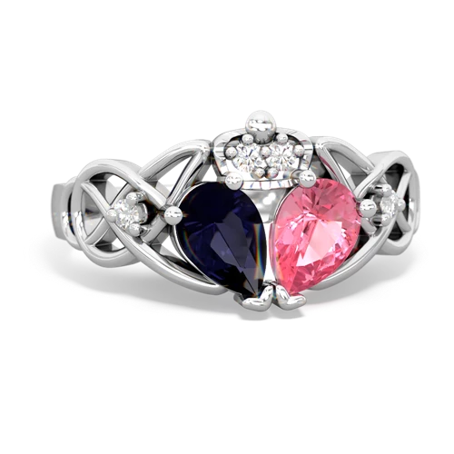 pink sapphire-sapphire claddagh ring