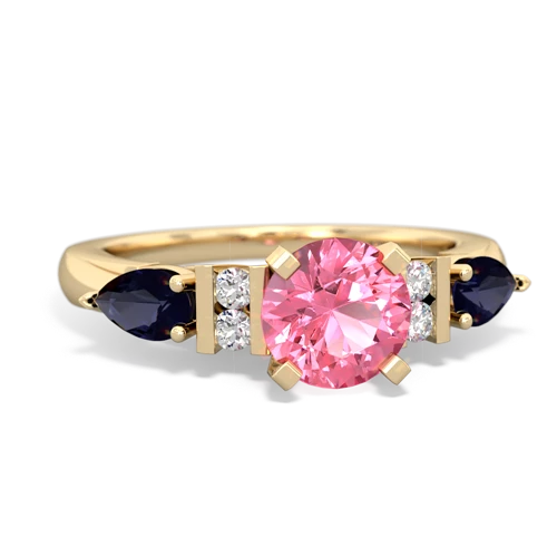 Lab Pink Sapphire Lab Created Pink Sapphire with Genuine Sapphire and Genuine Emerald Engagement ring Ring