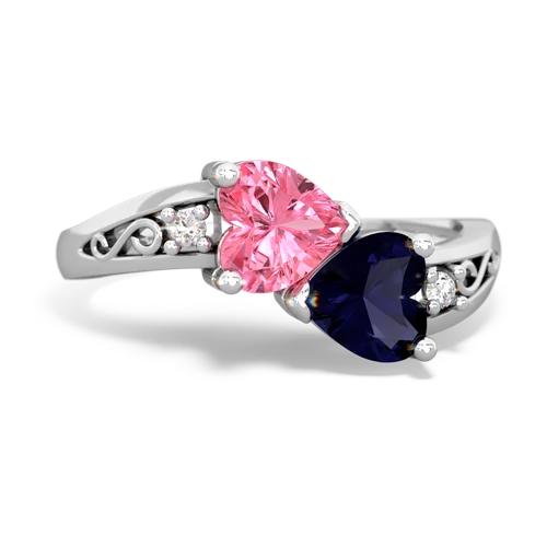 pink sapphire-sapphire filligree ring