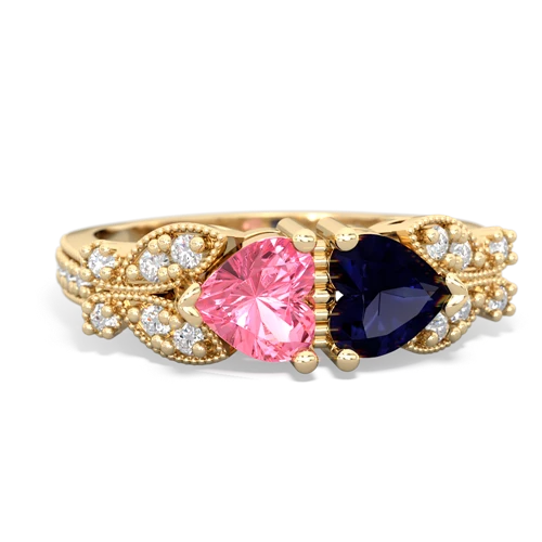 pink sapphire-sapphire keepsake butterfly ring