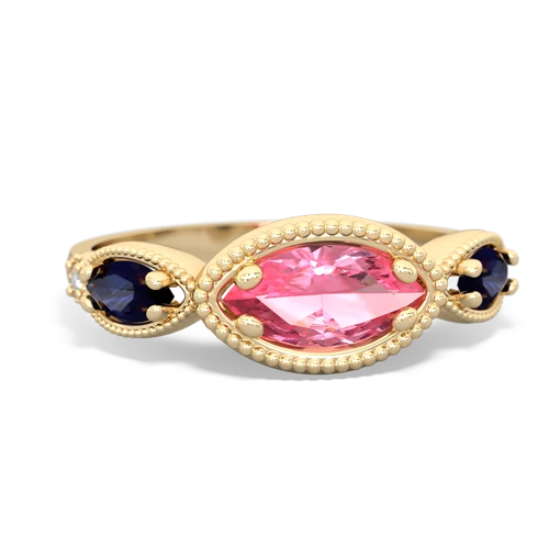 Lab Pink Sapphire Lab Created Pink Sapphire with Genuine Sapphire and Genuine Amethyst Antique Style Keepsake ring Ring