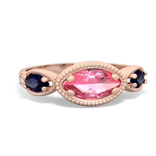 pink sapphire-sapphire milgrain marquise ring