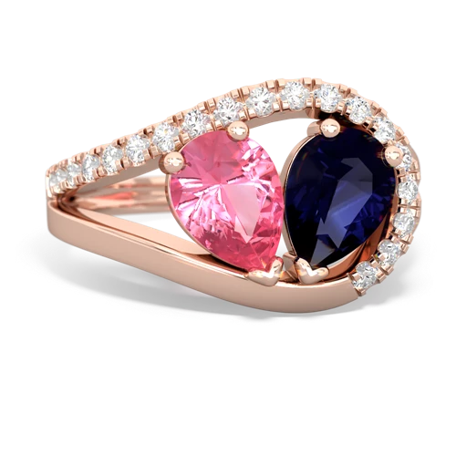 pink sapphire-sapphire pave heart ring