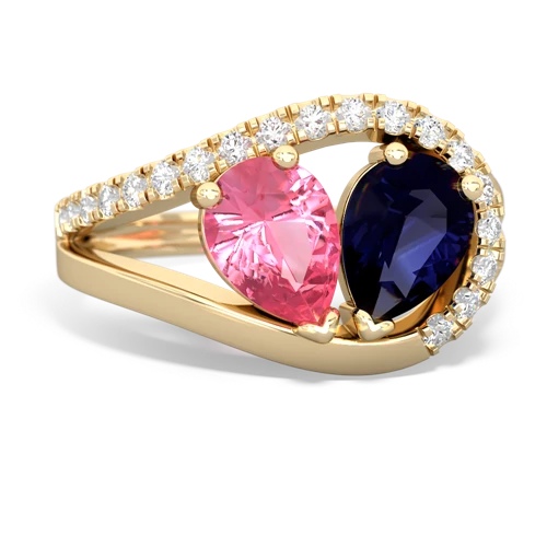 pink sapphire-sapphire pave heart ring