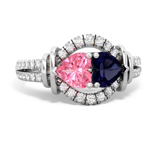 pink sapphire-sapphire pave keepsake ring