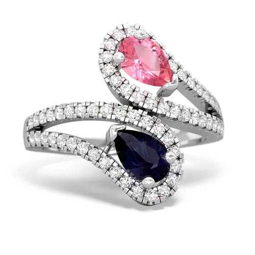 pink sapphire-sapphire pave swirls ring
