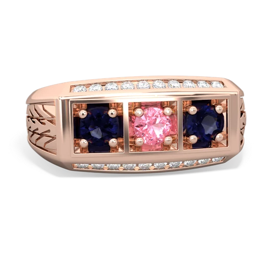 pink sapphire-sapphire three stone ring