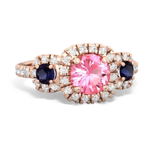 Lab Pink Sapphire Lab Created Pink Sapphire with Genuine Sapphire and Genuine Pink Tourmaline Regal Halo ring Ring