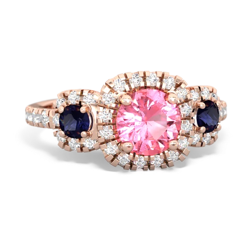 pink sapphire-sapphire three stone regal ring