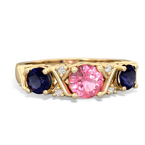 Lab Pink Sapphire Lab Created Pink Sapphire with Genuine Sapphire and Genuine Swiss Blue Topaz Hugs and Kisses ring Ring