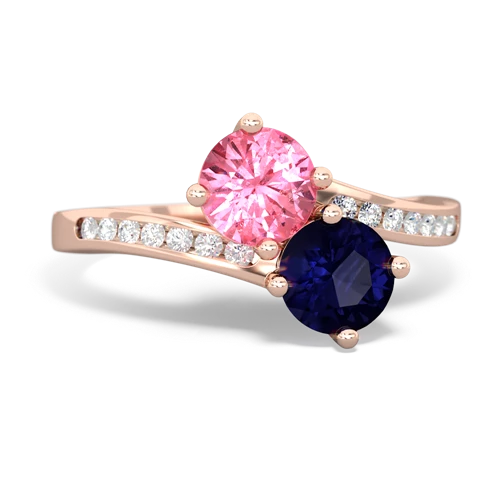 pink sapphire-sapphire two stone channel ring