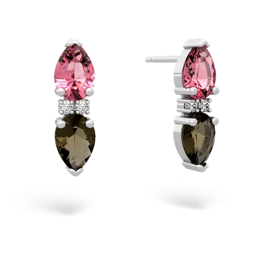 pink sapphire-smoky quartz bowtie earrings