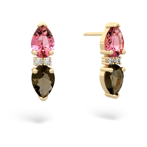 pink sapphire-smoky quartz bowtie earrings