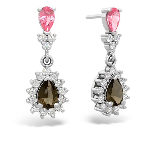 pink sapphire-smoky quartz dangle earrings