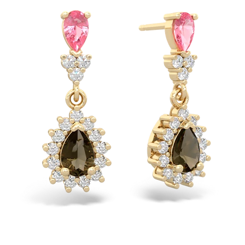pink sapphire-smoky quartz dangle earrings