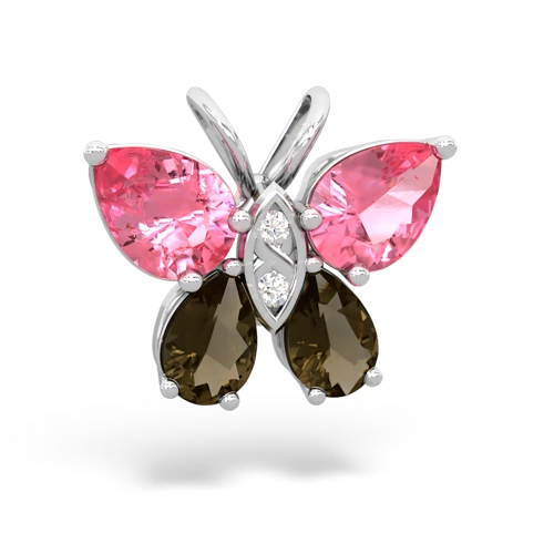 pink sapphire-smoky quartz butterfly pendant