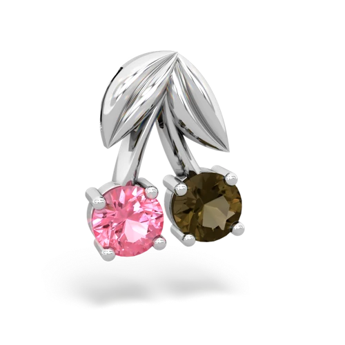 pink sapphire-smoky quartz cherries pendant