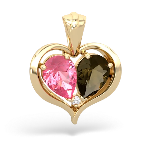 pink sapphire-smoky quartz half heart whole pendant