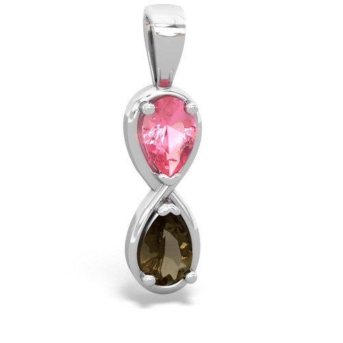 pink sapphire-smoky quartz infinity pendant