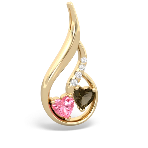 pink sapphire-smoky quartz keepsake swirl pendant