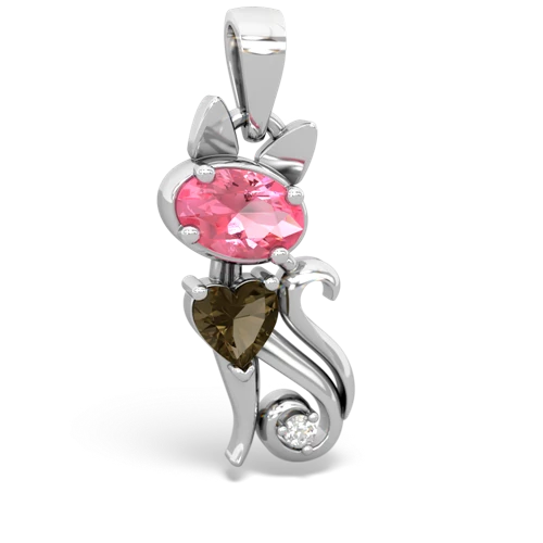 pink sapphire-smoky quartz kitten pendant