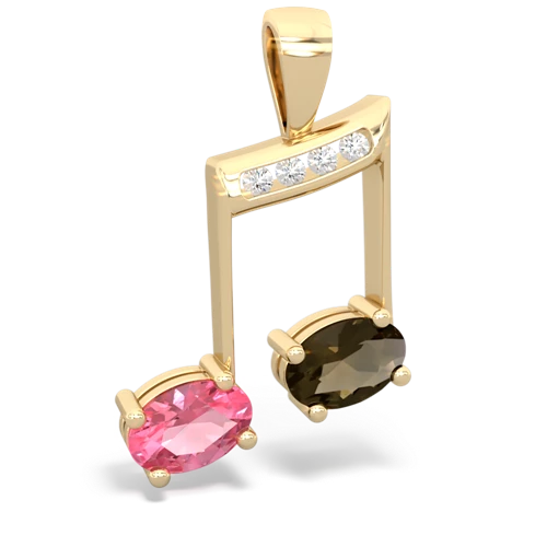 pink sapphire-smoky quartz music notes pendant