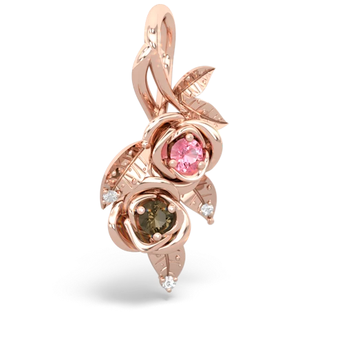 pink sapphire-smoky quartz rose vine pendant