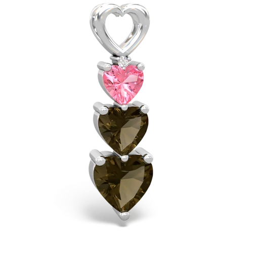pink sapphire-smoky quartz three stone pendant