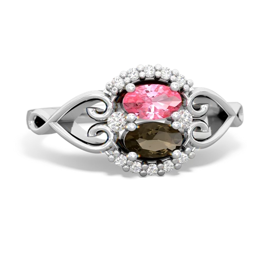 pink sapphire-smoky quartz antique keepsake ring