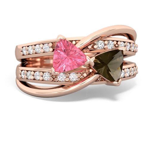pink sapphire-smoky quartz couture ring