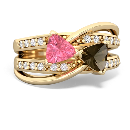 pink sapphire-smoky quartz couture ring