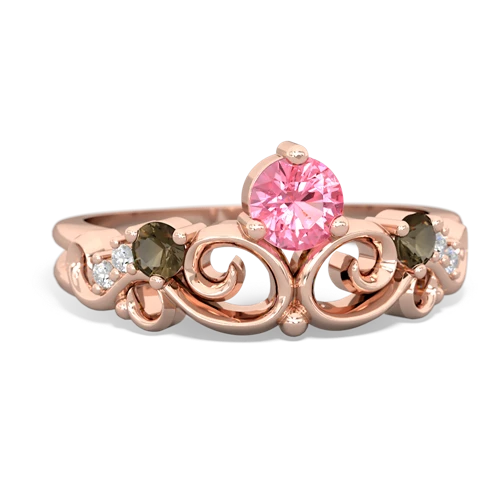 Lab Pink Sapphire Lab Created Pink Sapphire with Genuine Smoky Quartz and Genuine Sapphire Crown Keepsake ring Ring