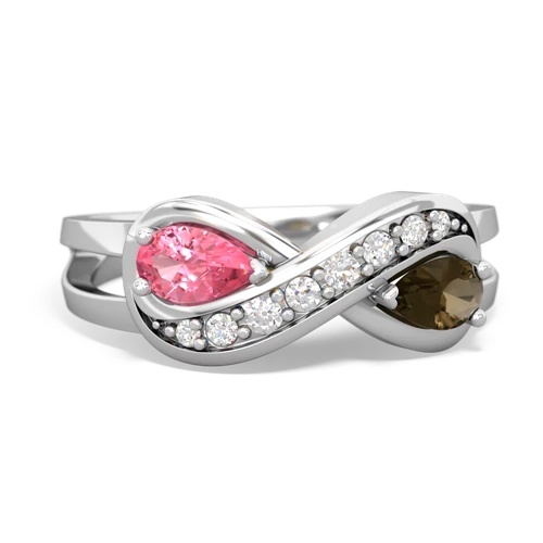 pink sapphire-smoky quartz diamond infinity ring