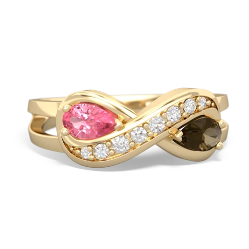 pink sapphire-smoky quartz diamond infinity ring