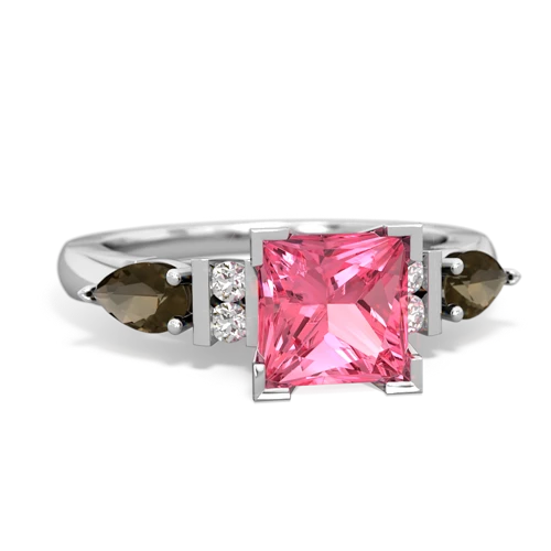 pink sapphire-smoky quartz engagement ring